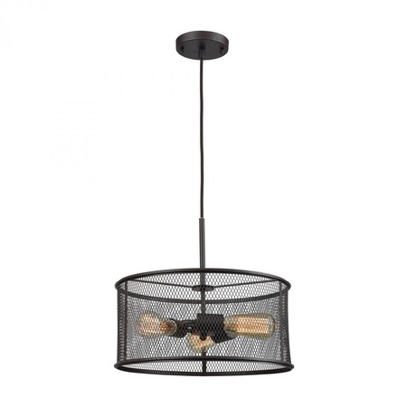 Thomas Williamsport 3-Light Chandelier in Oil Rubbed Bronze with Black Metal CN250341